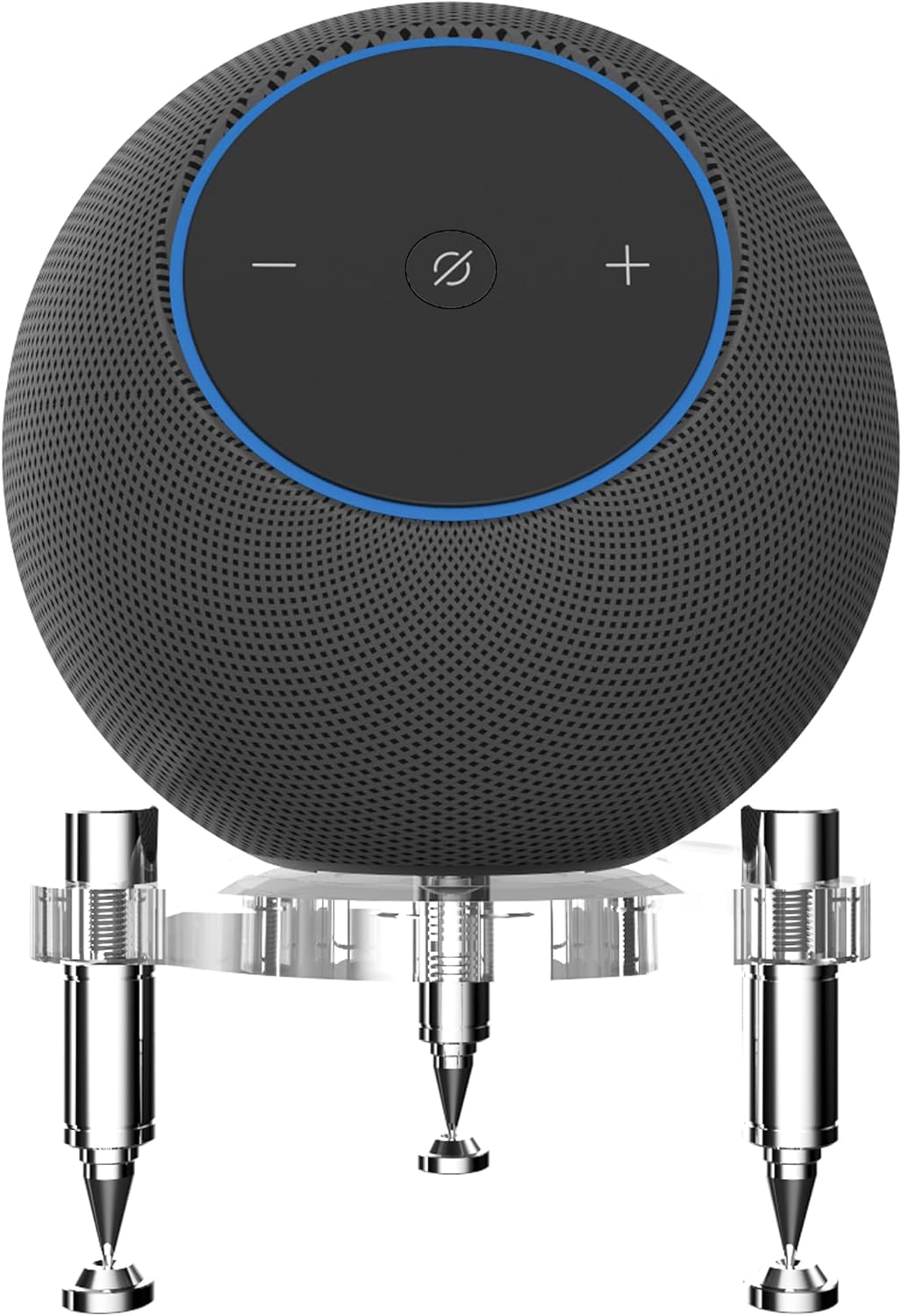 Stand for 2025 New-Echo Studio Smart Speaker, Shock Absorber Spikes for New Studio 2025 (Transparent with Silver Metallic feet)