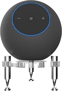 Stand for 2025 New Studio Smart Speaker, Shock Absorber Spikes for New Studio 2025 (Transparent with Silver Metallic feet)