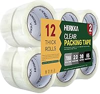 Vista 10 de HERKKA Cinta de embalaje transparente, 12 rollos de cinta de embalaje resistente para embalaje de envío, sellado en movimiento, cinta de embalaje