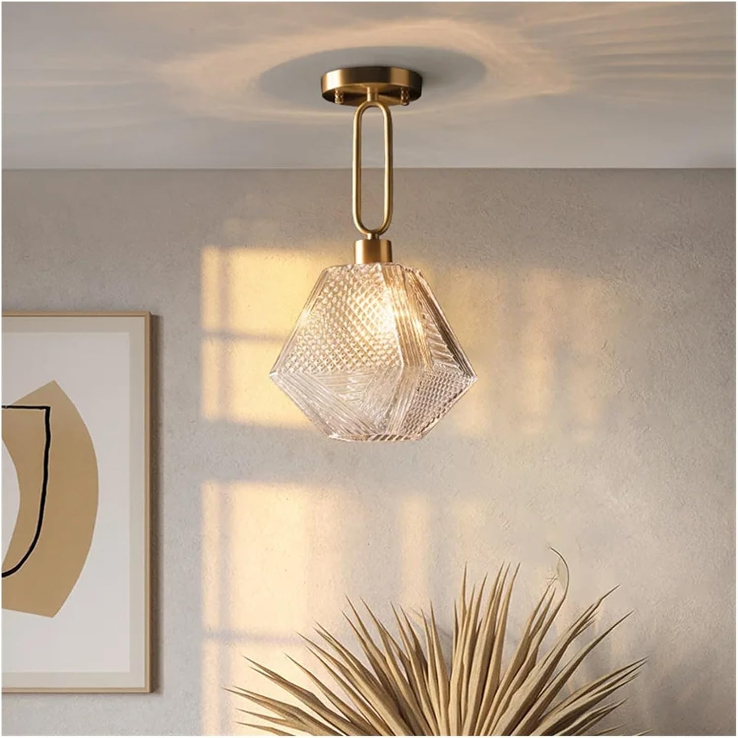 Suspension LED en verre diamant et métal doré pour votre intérieur