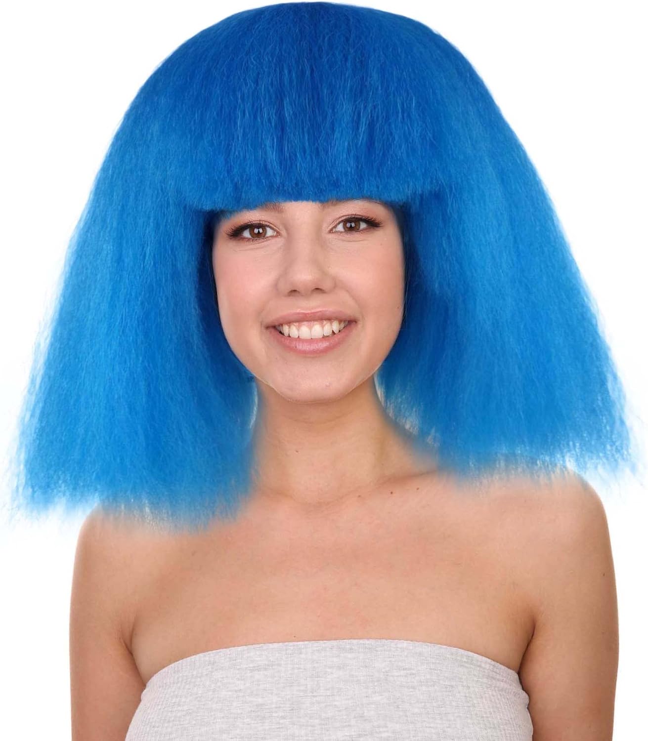 Halloween Party Online Australian Singer Wig | Neon Blue Large Celebrity Wigs HW-1154 (Adult)