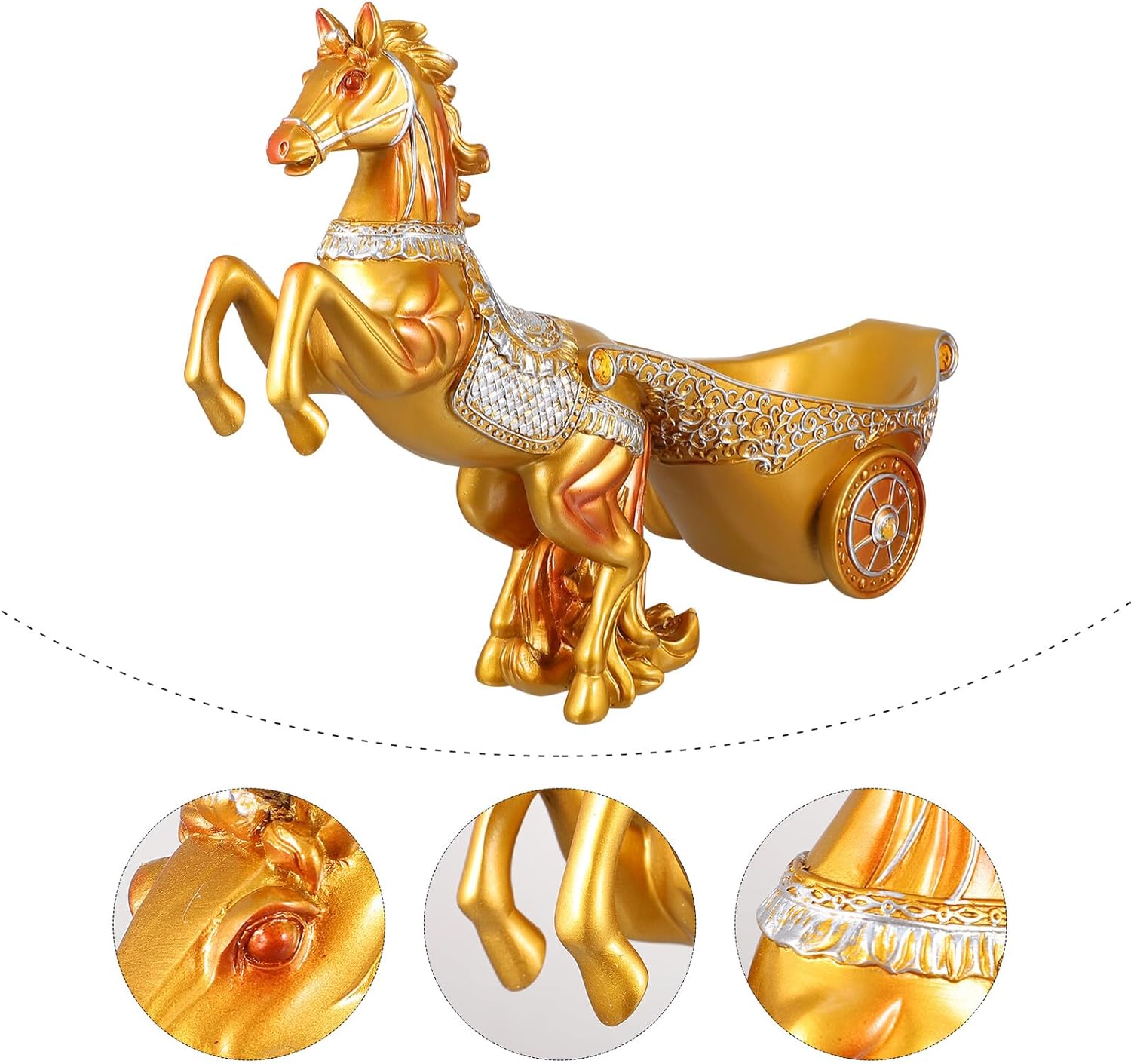 BESPORTBLE Horse-Drawn Carriage Wine Rack Desktop Display Rack Elegant Gold Finish Wine Cabinet Decor for Kitchen Bar Restaurant Countertop