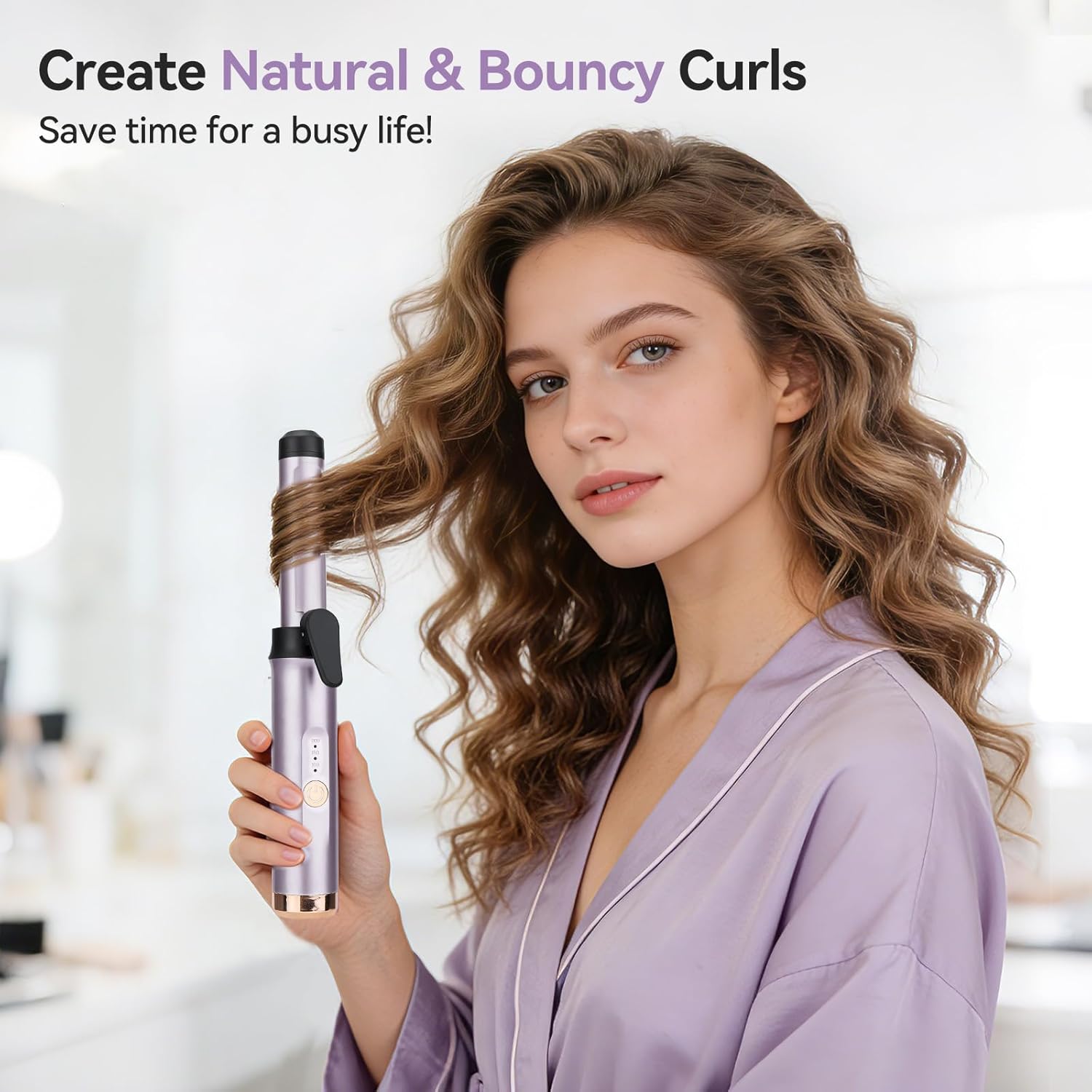 Travel Curling Iron Mini: Hair Curler USB Rechargeable Portable with 3 Setting Temp 200 Million Negative Ion Curlers for Short Hair