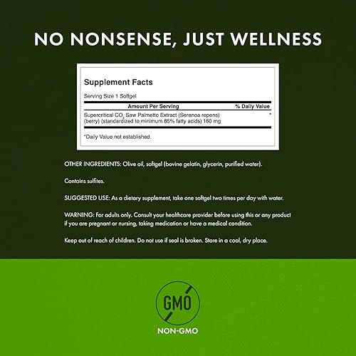 Miniatura 3 de Swanson Saw Palmetto Hombres Próstata Salud Hormona Apoyo Urinario Salud Urinaria 160 Miligramos 120 Sgels