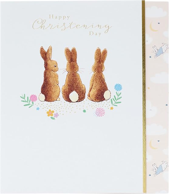 Cute Christening Greeting Card - Peter Rabbit Christening Card - Christening Congratulations Card - Christening Card for Boy - Christening Card for Girl
