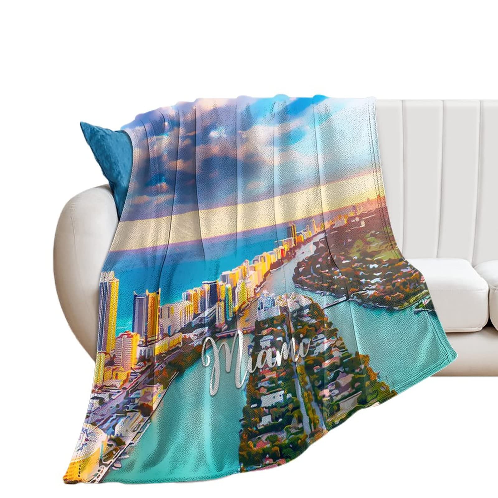 Couverture flanelle Miami contre le froid, plaid chaud et léger pour lit et canapé