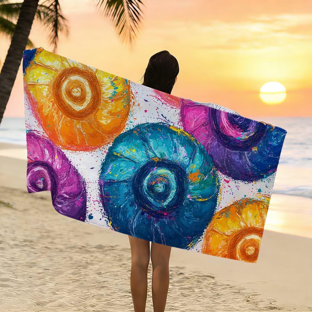 Telo Mare Microfibra, Telo Mare Grande 100x200cm 2 Pezzi, Asciugamano Palestra Donna Asciugatura Rapida, Antisabbia Asciugamano Microfibra, Leggero Asciugamani Palestra per Regalo (Astratto) -4372
