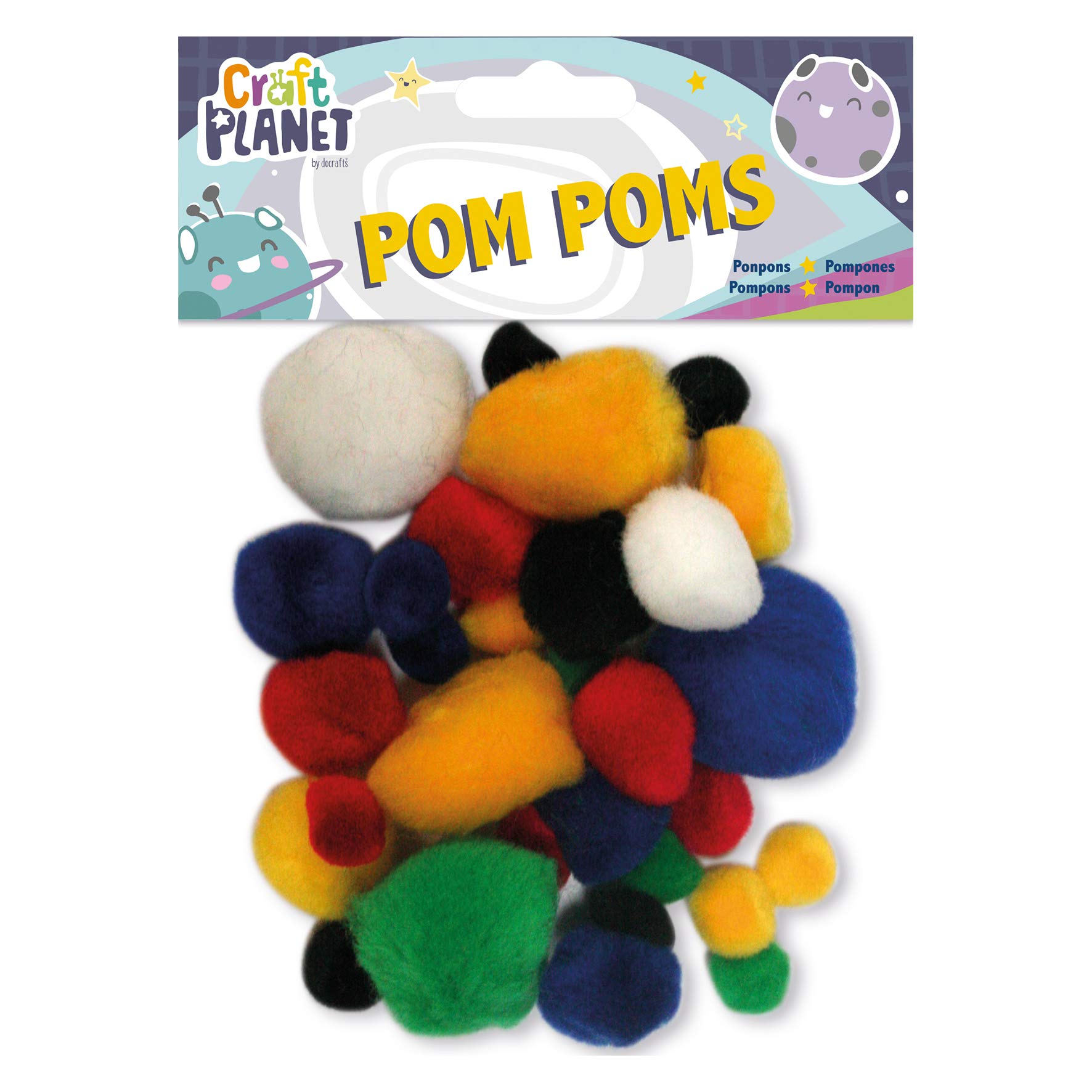 Craft Planet Pom Poms, Pack of 30, Assorted Colours, Standard, Loose Fluffy Pompom Balls, DIY Crafting Materials & Supplies, for Crafts, Decorations, Christmas, Birthday