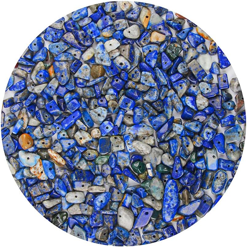 Colle 5-8mm Gemstone Beads Irregular Chips Stone Beads Kit for Jewelry Making Solid Colour Crystals and Gemstones Healing DIY Bead Set for Necklace Bracelet Earring(Lapis Lazuli)