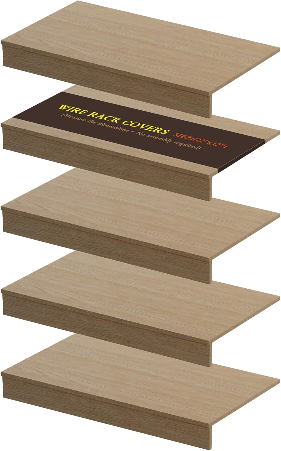 Wire Shelf Covers, 5Pcs 22"x12" Inch Shelf Covers for Wire Shelving, 0.39 Inch Thick (Not Wood), Moisture Resistant Wires Rack Cover with No Installation for Pantry, Closet, Kitchen