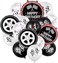 16Pcs Happy Birthday Decoration Items Race Car Theme Decorations Tyre Foil Balloons For Birthday , Theme Party(Pack Of 16 , Multicolor)