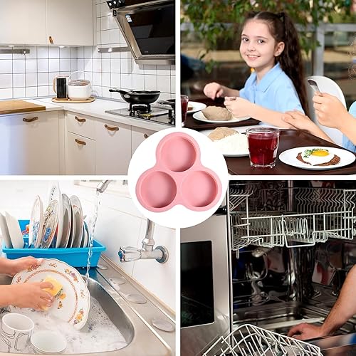 Miniatura 7 de 2 moldes de silicona para freidora de aire, molde de huevo reutilizable para freidora de aire, sartén de silicona de 3 cavidades para panecillos de