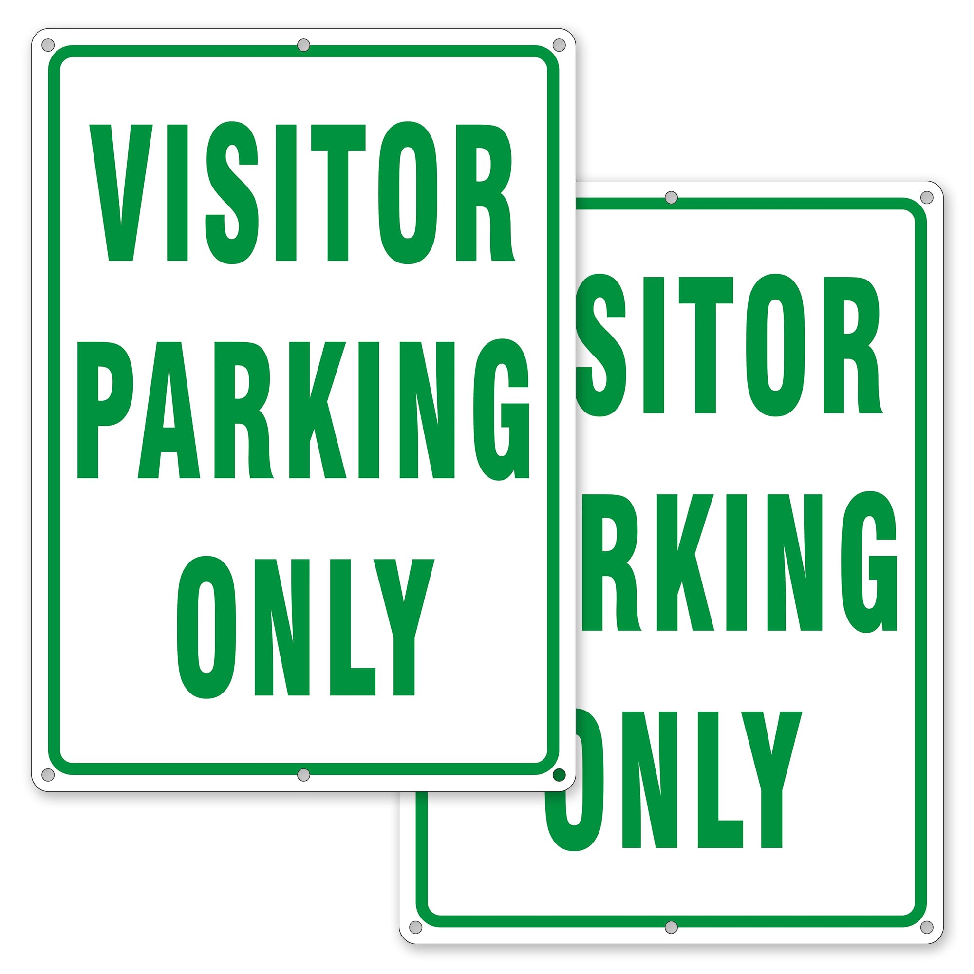 Visitor Parking Only Sign, 2 Pack Guest Parking Only Reflective Aluminum Metal Signs for outside, Weather Resistant and Easy to Install (Green Color,