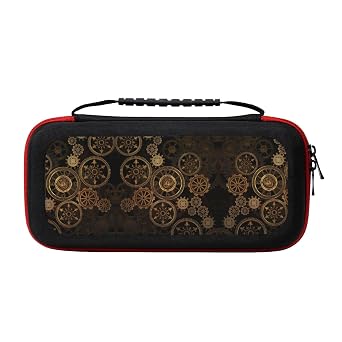 GaxfjRu Gears Clock Bronze Century Protective Hard Shell Travel Carrying Case Pouch for Console & Accessories Switch Carrying Case Compatible with Nintendo Switch/Switch OLED with 20 Games Cartridges