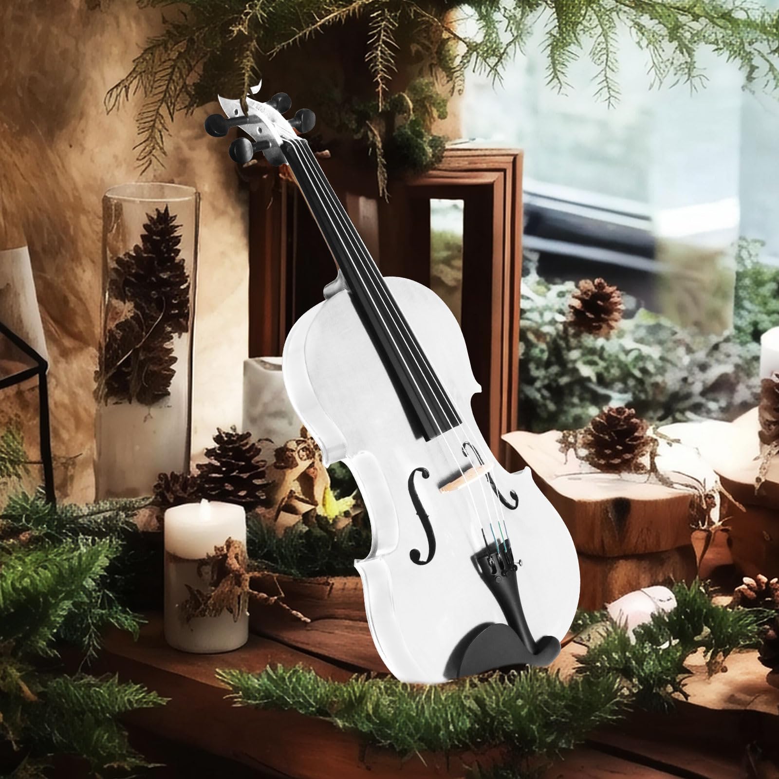 Juego de viola acústica de 16 pulgadas, violín para principiantes, viola de madera maciza barnizada hecha a mano para adultos, estudiantes, instrumento musical con funda, arco, colofonia,