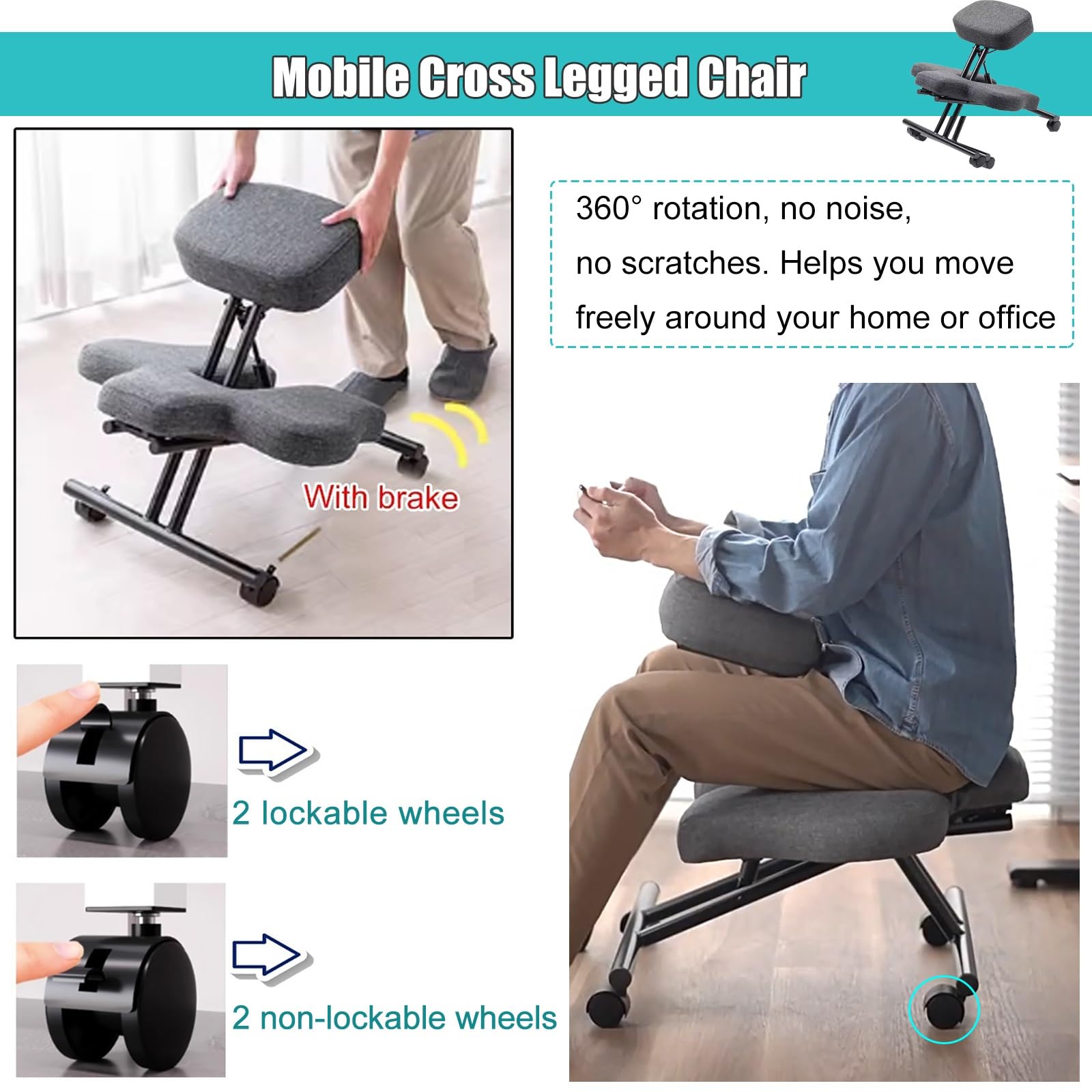 Ergonomic Cross Legged Office Chair PYY ADHD Chairs For Adults