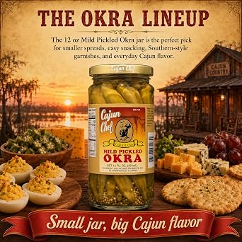 Cajun Chef Mild Pickled Okra, 12 oz, Louisiana Style