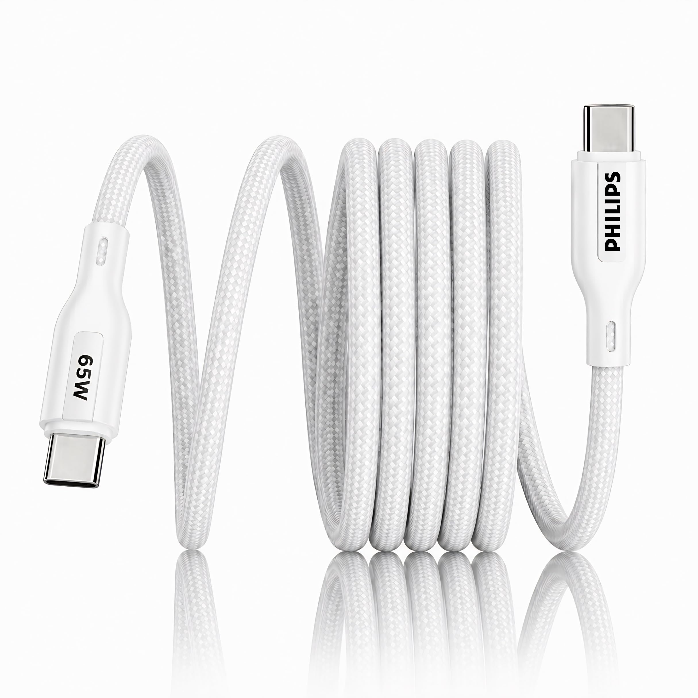 PHILIPS DLC4130CW/94 65W Type-C to Type-C Fast Charging Cable (1m, Bright White) | Nylon Braided | Compatible with iPhone 15+ Series, USB-C iPad Models, Samsung Galaxy & All Type C Devices-image-32