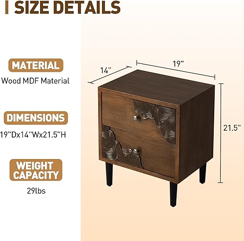 Miniatura 87 de COSIEST Mesita de noche, mesa auxiliar rústica con 3 cajones, mesita de noche de madera vintage con patas sólidas, mesa auxiliar moderna para Patrón