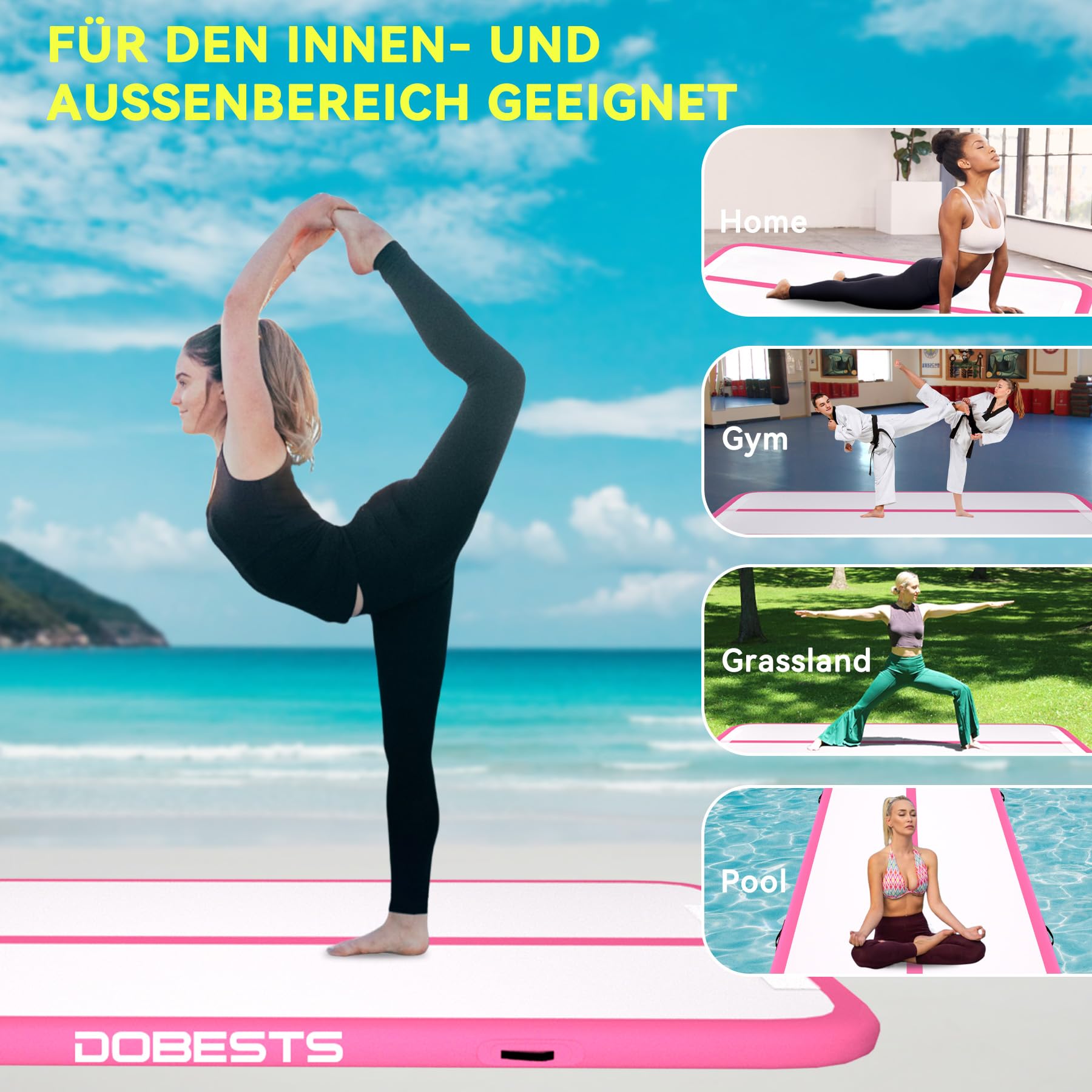 DOBESTS Air Matte Track, Aufblasbare Turnmatte, Gymnastikmatte mit Pumpe