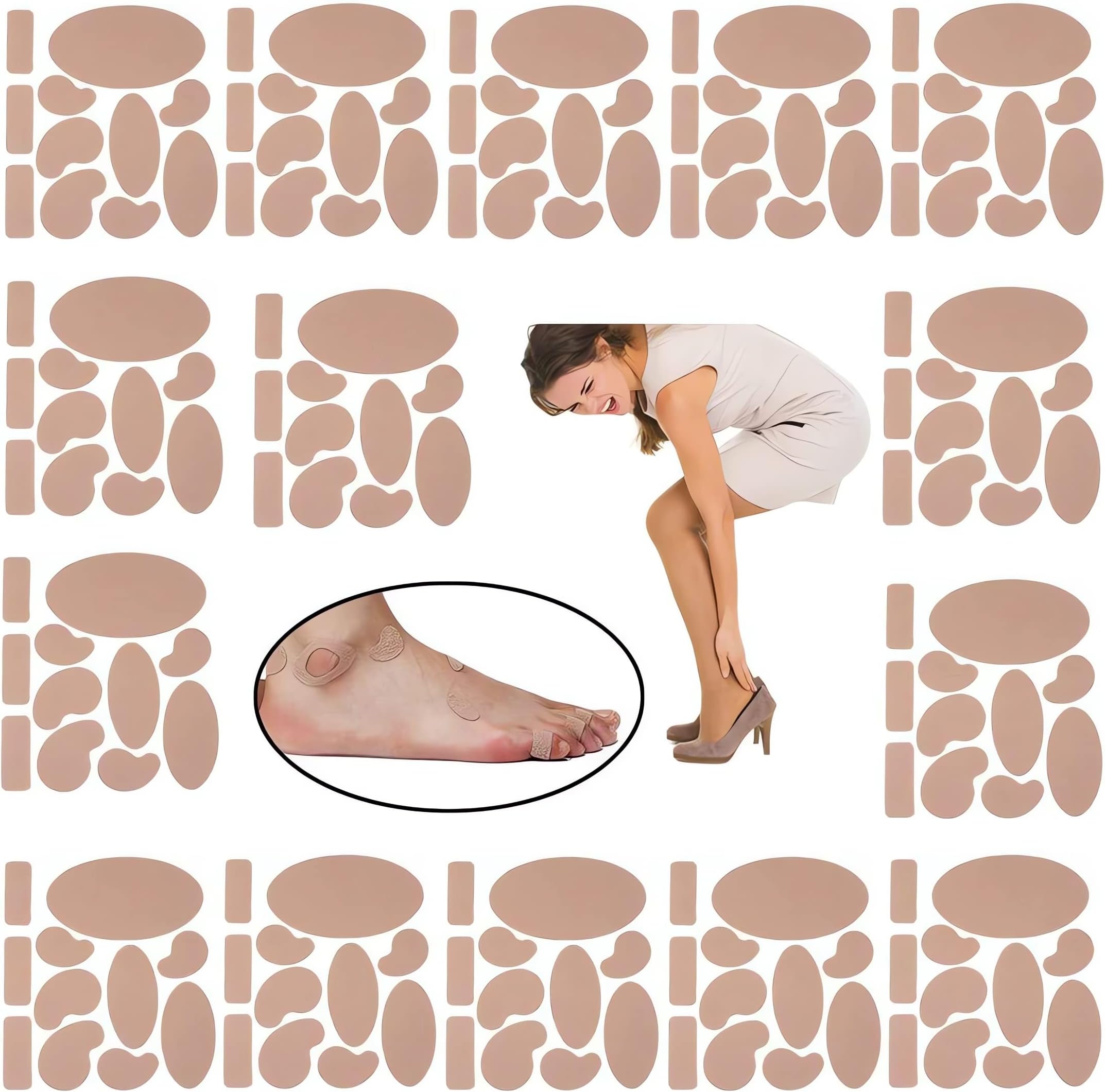 110 Pieces Moleskin for feet blisters Moleskin Tape Anti-wear Heels Stickers Blister Prevention Pads for Shoes Hiking 11 Shapes 10sets