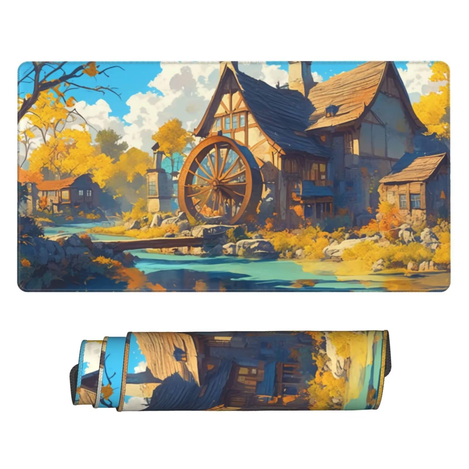 Alfombrilla de Ratón Gaming Grande XXL 1400x600x4mm con Bordes Cosidos, Tela de Micro Tejido, Base de Goma Antideslizante y Mouse Pad, para Teclado Escritorio, PC, Oficina Arroyo de la Cabina Y5028
