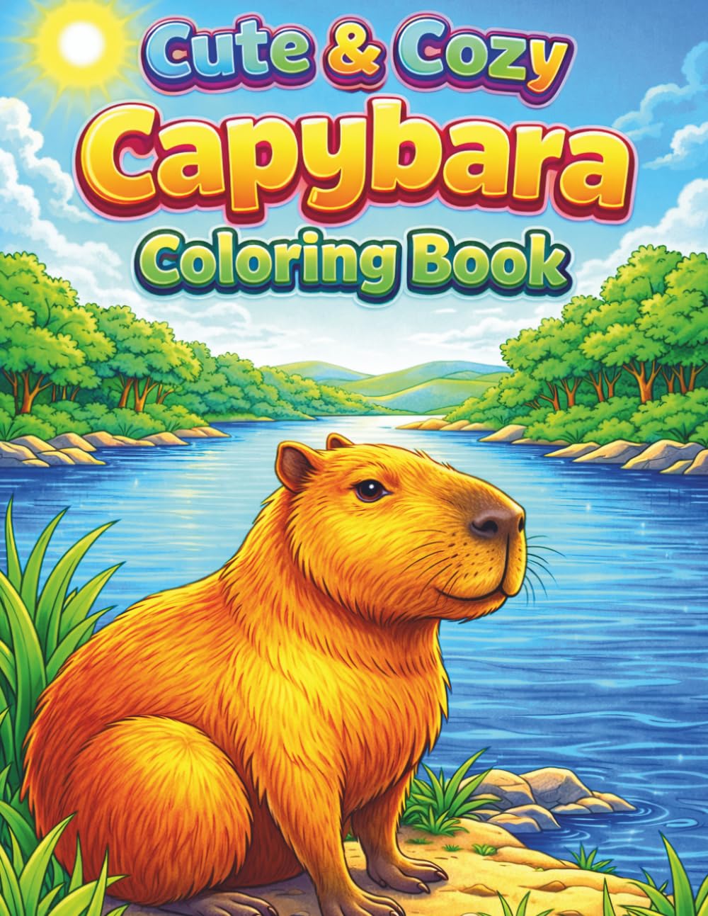 Cute & Cozy Capybara Coloring Book: Adorable and Relaxing Capybara Coloring Pages for Kids, Teens and Adults – Fun Animal Adventures, Nature Scenes and Stress-Relief Designs