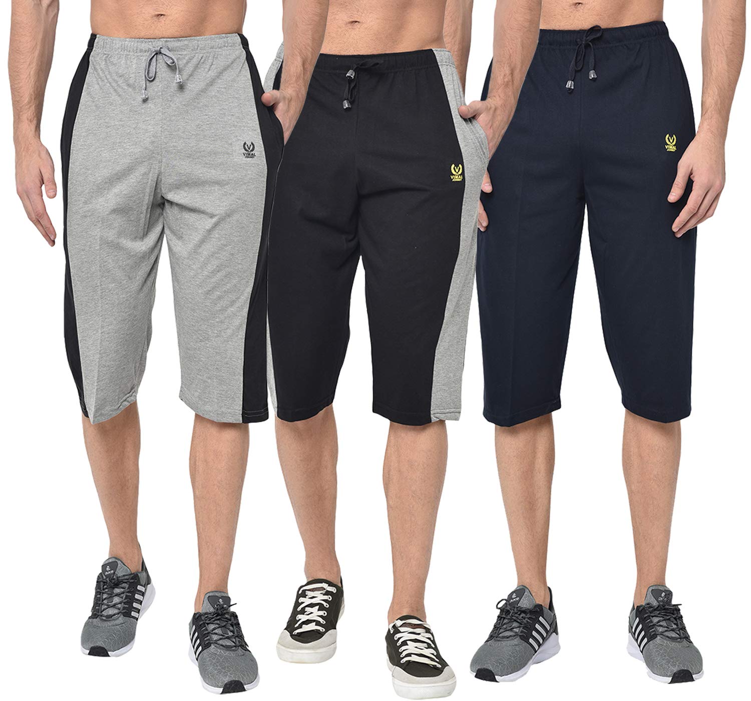 Cotton Blended Regular Fit Three Fourth Capri for Men(Pack of 3)
