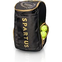 Spartus Pro Tour Pickleball Bag - Large Paddle Backpack Fits 5 Pickle Ball Paddles & Gear - Includes Ventilated Shoe Compartment, Fence Hook, Ball Pockets