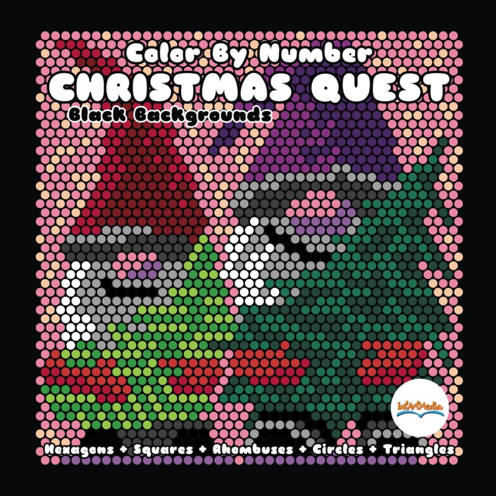 CHRISTMAS QUEST Color By Number (Black Backgrounds): hidden picture activity color by number coloring book for adults and teens (Color Quest Mystery Color By Number)