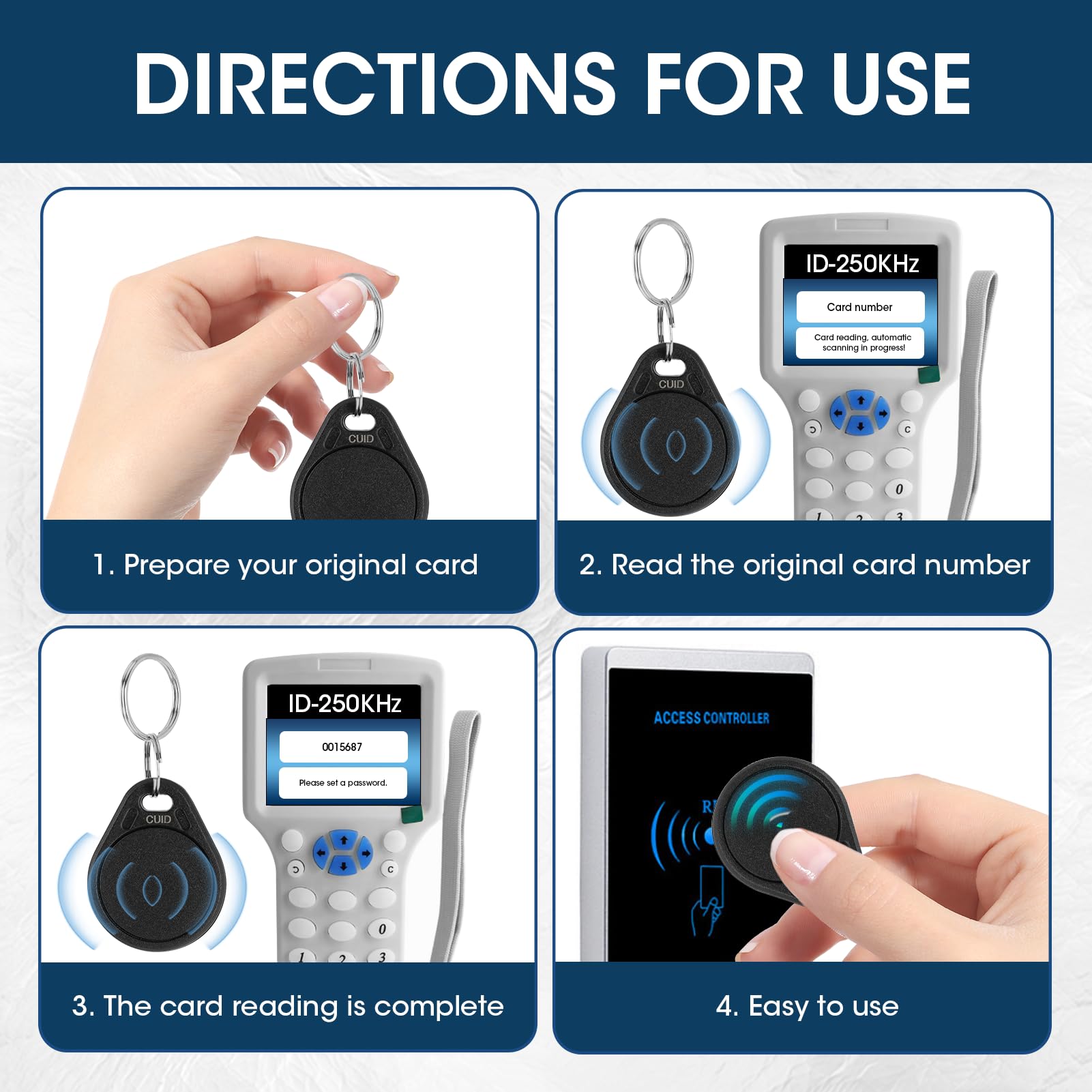 Llaveros RFID 13.56MHz CUID UID Modificable Tarjetas Transpondedor Control de Acceso Negro Paquete de 5