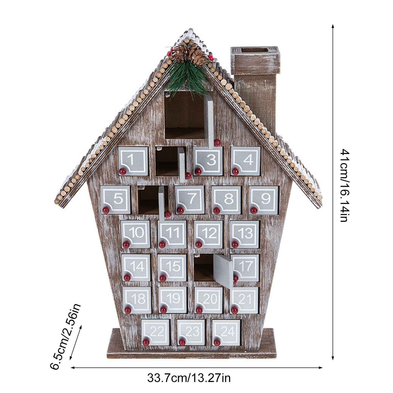 25 Tage Weihnachten Adventskalender Ornament für Weihnachten Urlaub Dekoration Adventskalender Holz Kalender mit 25 Geschenkkoffer Holz Countdown Schublade
