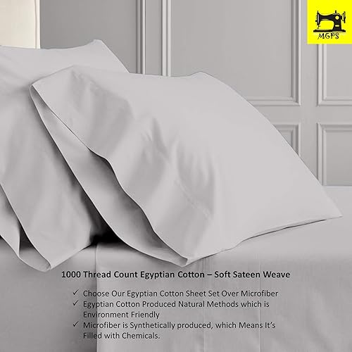 Miniatura 2 de Juego de sábanas divididas tamaño Queen para cama ajustable, tejido de satén suave, 1000 hilos, 100% algodón egipcio, juego de 5 piezas con 2