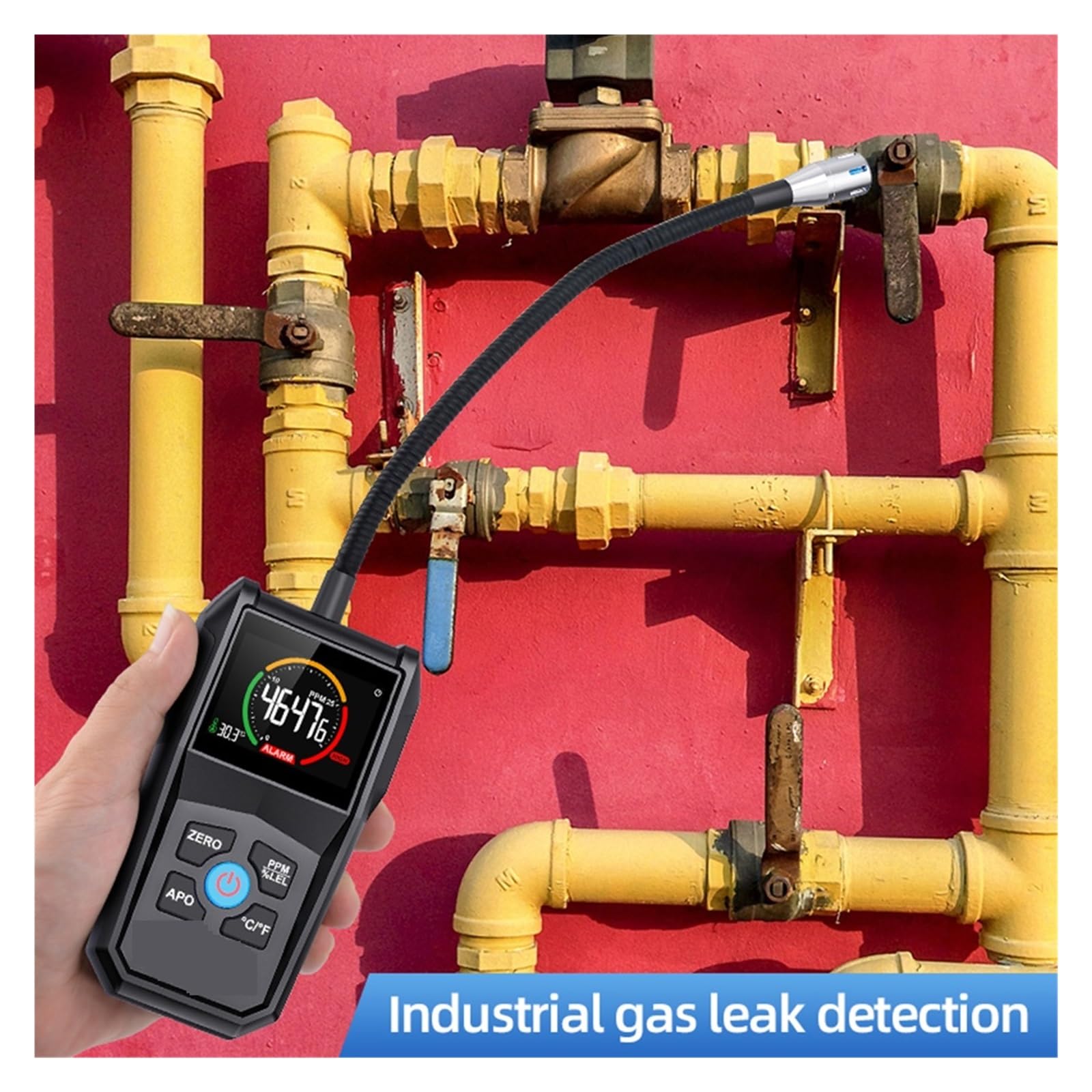 Analizador de Combustión, Detector de gas combustible Probador de fugas de gas de alta precisión VA Pantalla inversa Alarma de luz y sonido Monitor de gas inflamable