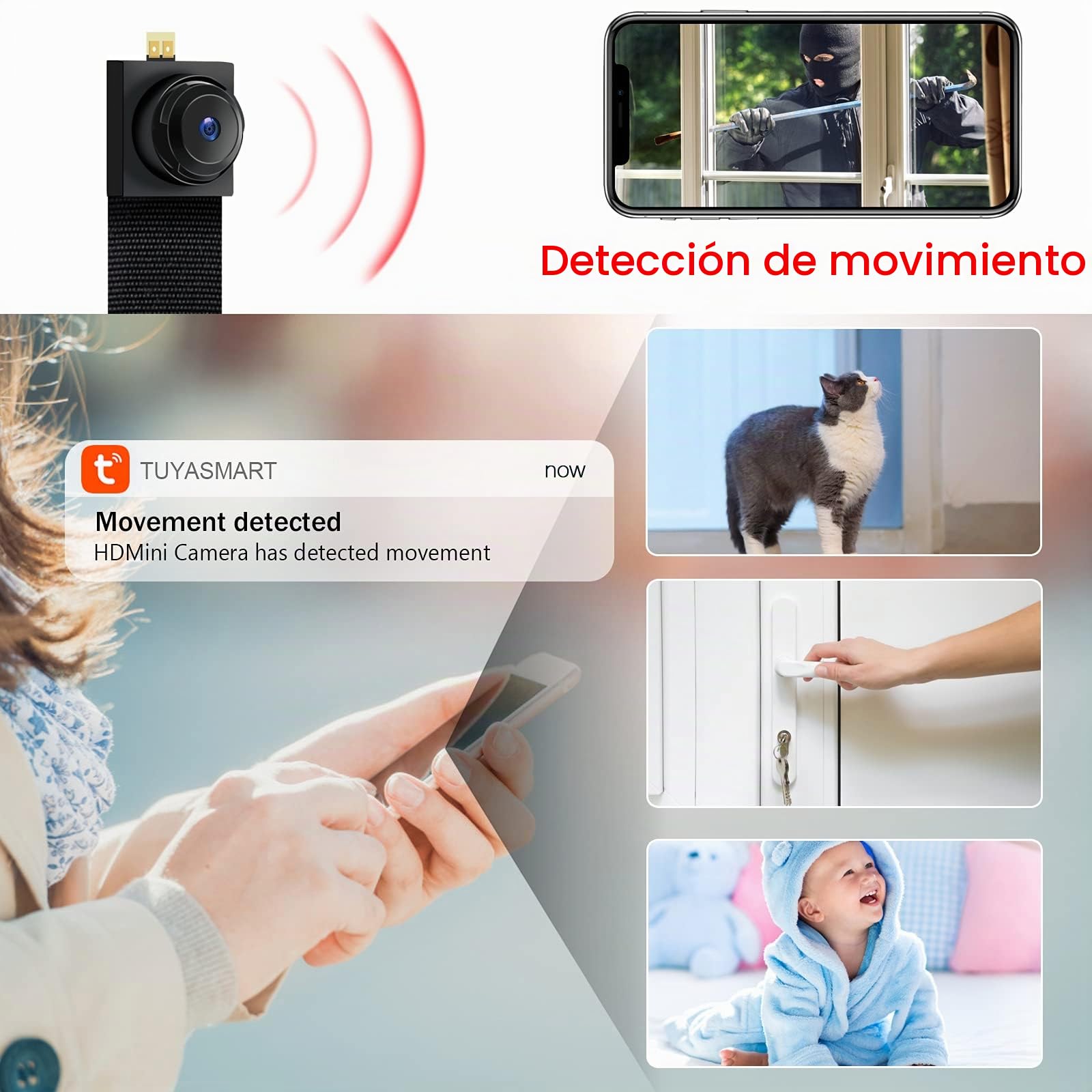 LXMIMI Cámara Oculta con WiFi de 2,4 GHz y 5 GHz, Mini Cámara Espía Oculta | Cámara Espía Wifi HD 1080P, Detección de Movimiento para la Vigilancia de Seguridad en el Hogar Cámara APP Vista Remota