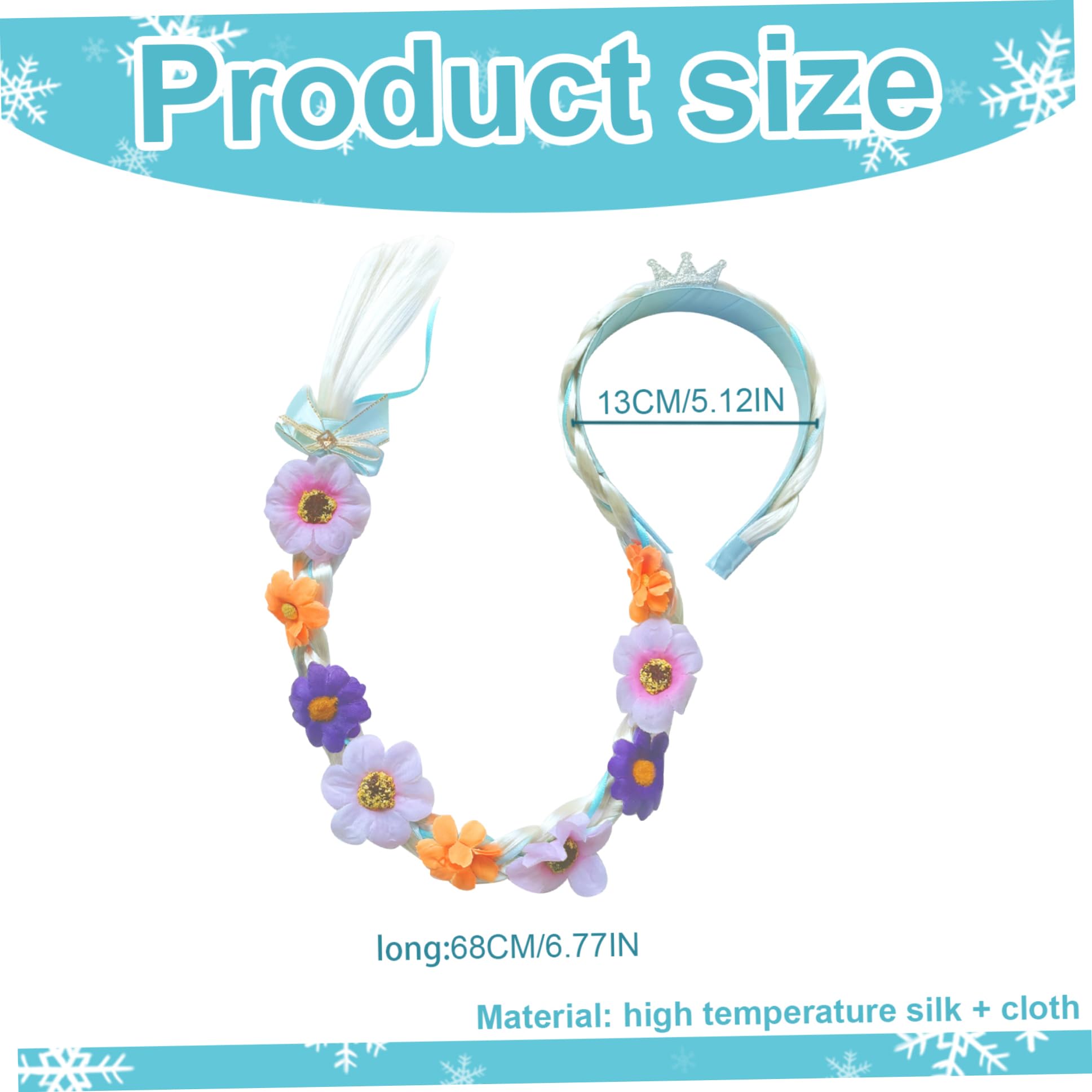 Peluca Rapunzel Para Niñas Con Trenza Larga De 27 Pulgadas, Diadema Con Flores Y Tiara Brillante, Disfraz Princesa Para Juego De Roles, Fiestas Y Halloween
