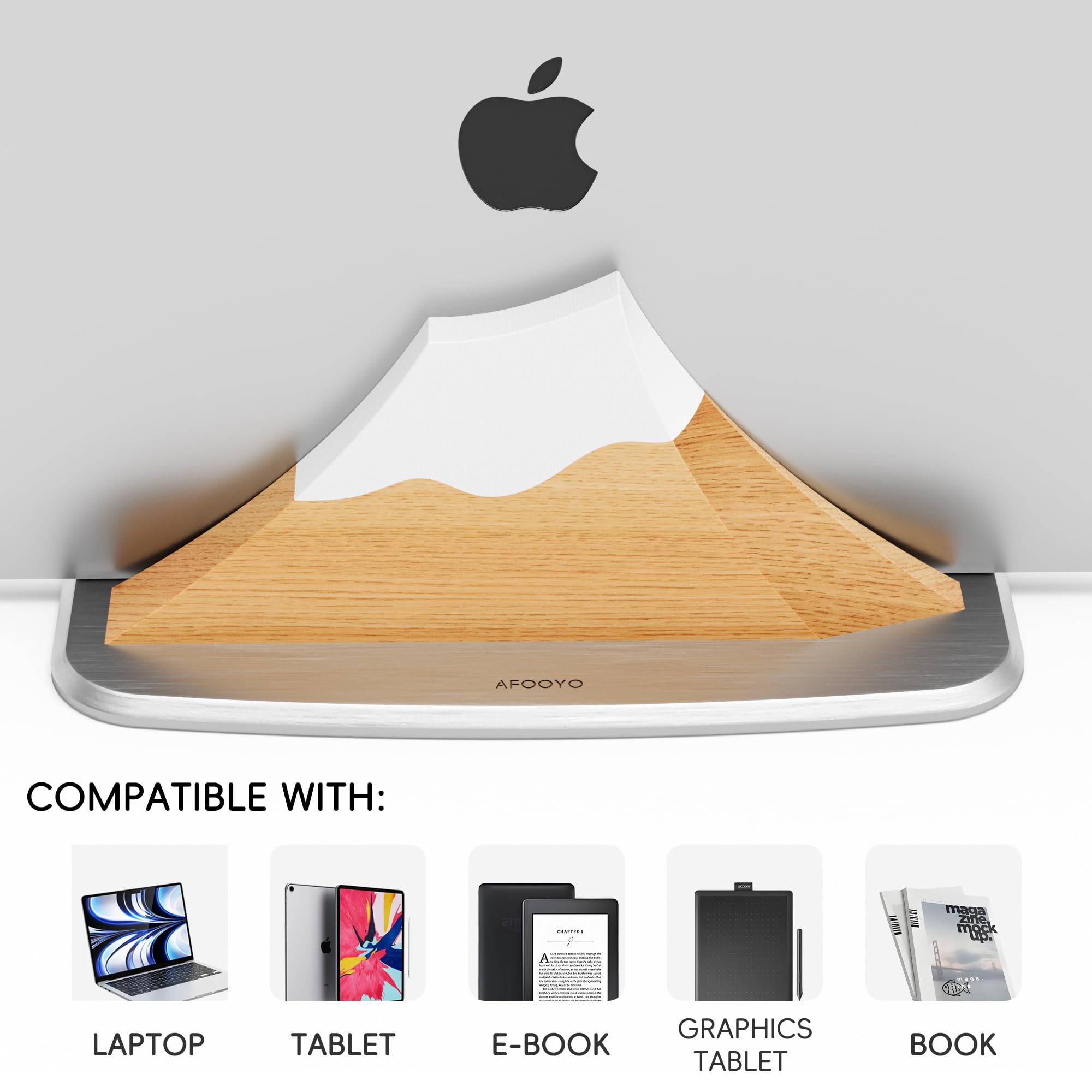 AFOOYO Vertikaler Dual-Laptop-Ständer – Schneeschirm-Form, verstellbarer Laptop-Halter, 2 Steckplätze, Desktop-Dock, kompatibel mit allen MacBook, Surface, Chromebook, Dell und mehr (Buchenholz)