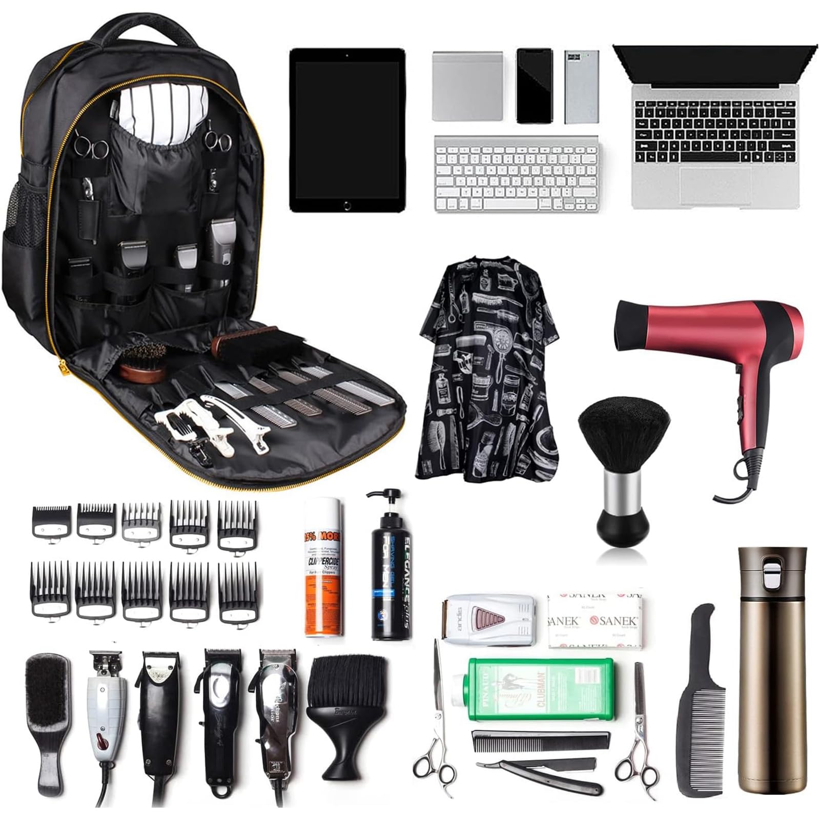 Barber Clippers Rucksack Tasche für Friseur, Friseurtasche Haarwerkzeuge Organizer Schwarz Barber Bag Barber Case Wasserdicht Friseur Tasche Friseurkoffer Tragbare Barber Rucksack