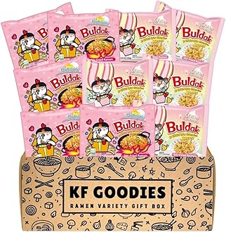 Korean Ramen Variety Pack Gift Box (10 Count) – Spicy Buldak Noodle Assortment for Birthdays, College Care Packages, Office Snacks, and Gift Baskets