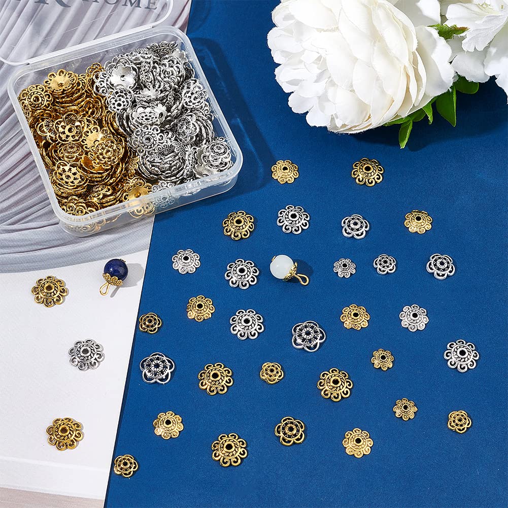 PH PandaHall 120pz Tappi Di Perline In Lega, 12 Stili Perline Di Fiori
