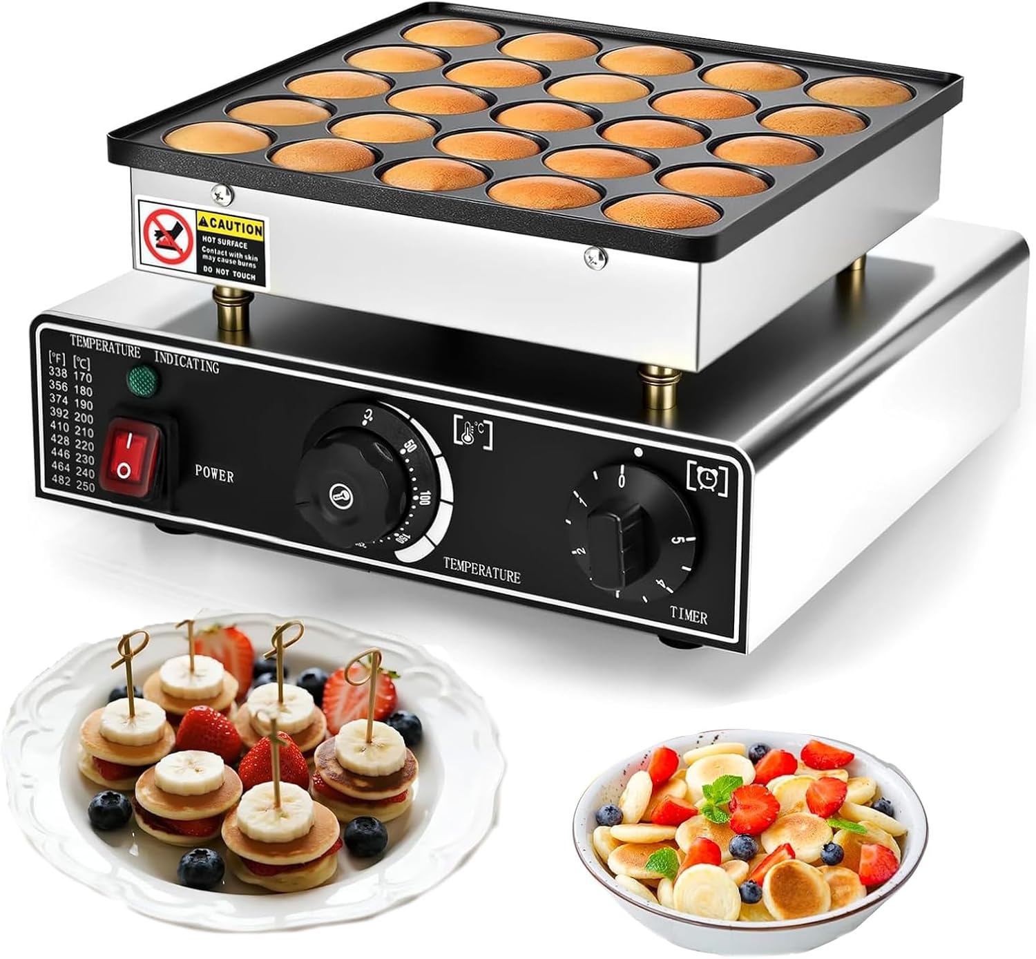 Mini Dutch Pancake Baker, 25 PCS 850W Commercial Non-Stick Pancake Baker Machine, Electric Dorayaki Maker, Dutch Poffertjes Grill for Home Kitchen, Cafe or Restaurant,Heart