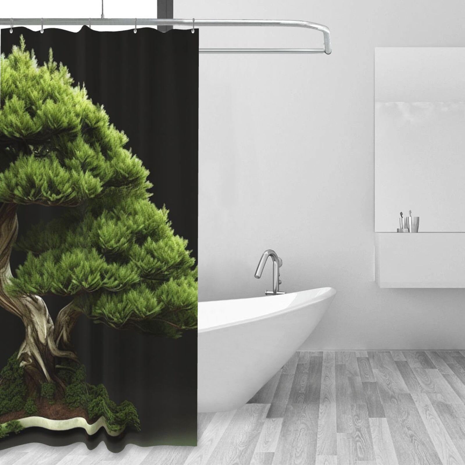 Rideau de douche en tissu imperméable déco salle de bain 12 crochets