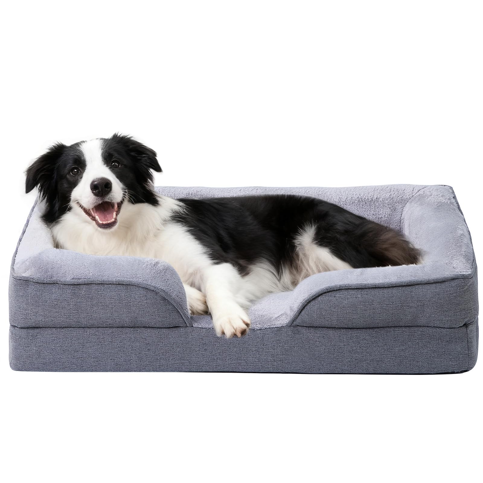 Makigued Orthopedic Dog Bed for Medium Dogs Egg Crate Foam Pet Sofa with Waterproof Liner, Removable Washable Cover, Nonslip Bottom, Cozy Couch for Medium Dogs and Cats, 35.0 x 24.8X 6.7 in, Grey