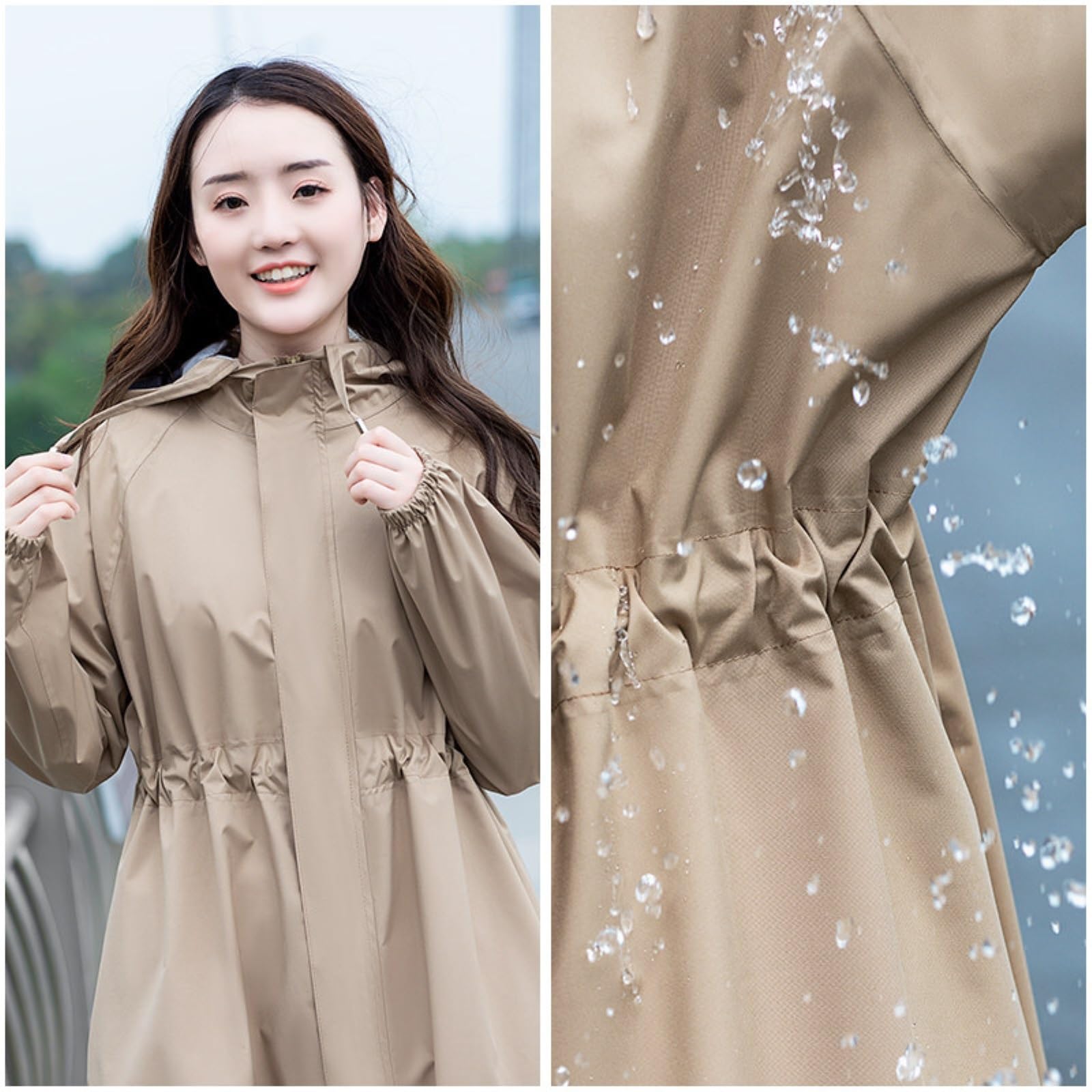 Capa de Lluvia Reutilizable Chubasquero Con Capucha For Mujer, Traje Portátil De Protección Contra La Lluvia Cuerpo Completo Ropa de Agua para Exteriores