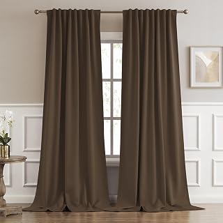 DUALIFE Blackout Curtains/Drapes 105 Inches Long,2 Panels,Brown, 52x105
