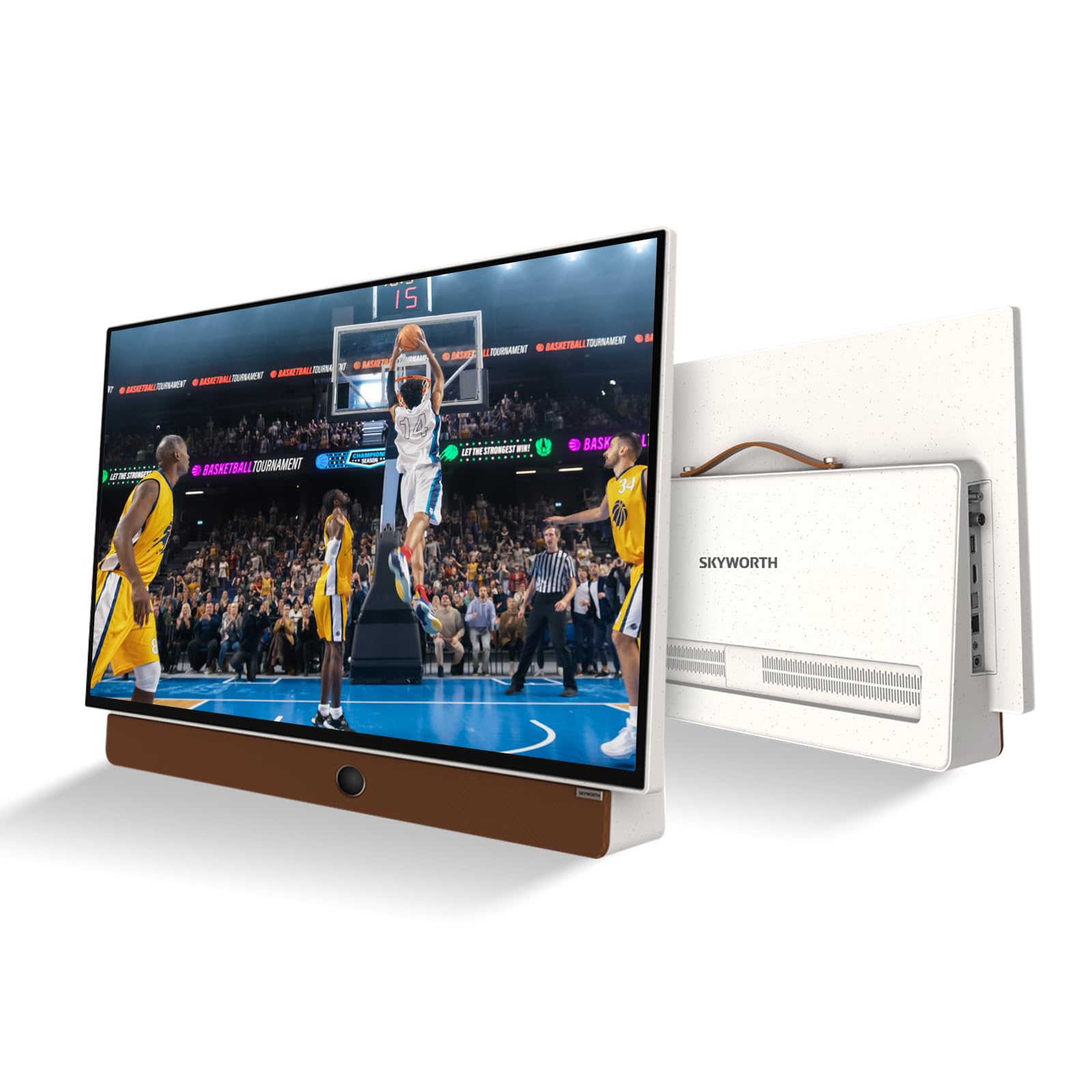 Skyworth Smart TV portatile da 24 pollici con custodia protettiva, TV esterna alimentata a batteria, 1080P FHD, Google TV, HDR10, Dolby Audio, Chromecast, ideale per lo sport, pacchetto Game Day