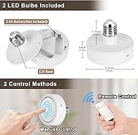 Vista 7 de Juego de 2 apliques de pared a pilas, luces LED regulables con control remoto, iluminación de pared para interiores, 3000 K4000 K6000 K, lámparas