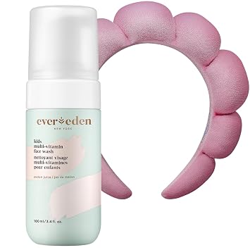 Evereden Kids Face Wash Melon Juice, 3.4 fl oz.| Adorable Terry Spa & Makeup Headband | Gentle Kids Skin Care | Non-toxic and Safe Ingredients for Sensitive Skin | Multi-Vitamin Skin Care