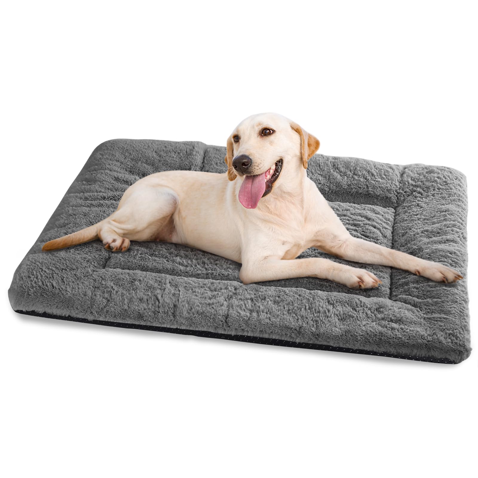 Baodan Dog Bed Large Washable, Plush Pet Cat Beds Cushion Mattress, Soft Warm Dog Mat Pad for Medium Large Dogs- XL 106x71 cm, Dark Grey
