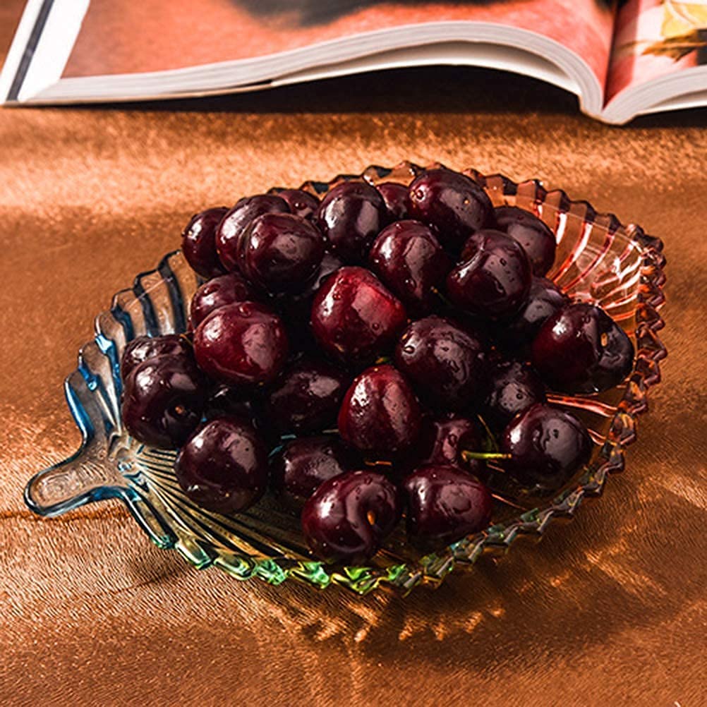 KEXES Glass Ashtray Transparent Crystal Glass Leaf Shape Decorative Dish Plate Multipurpose Dry Fruits, Spice, Snacks, Sweets & Chocolate, Serving Plate for Dining Table, Office, Desk 2